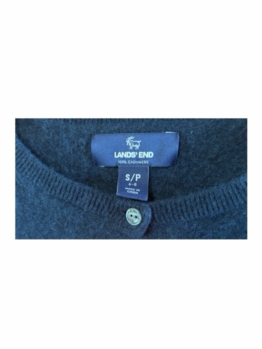 Lands’ End Cashmere Cardigan Sweater In Deep Sea Navy - Picture 4 of 6